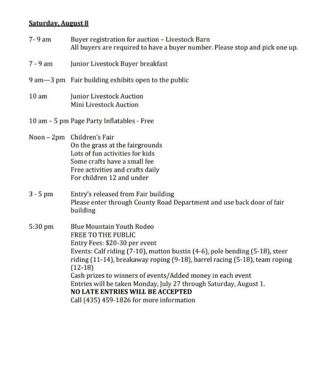 2026 Fair Scheduhle