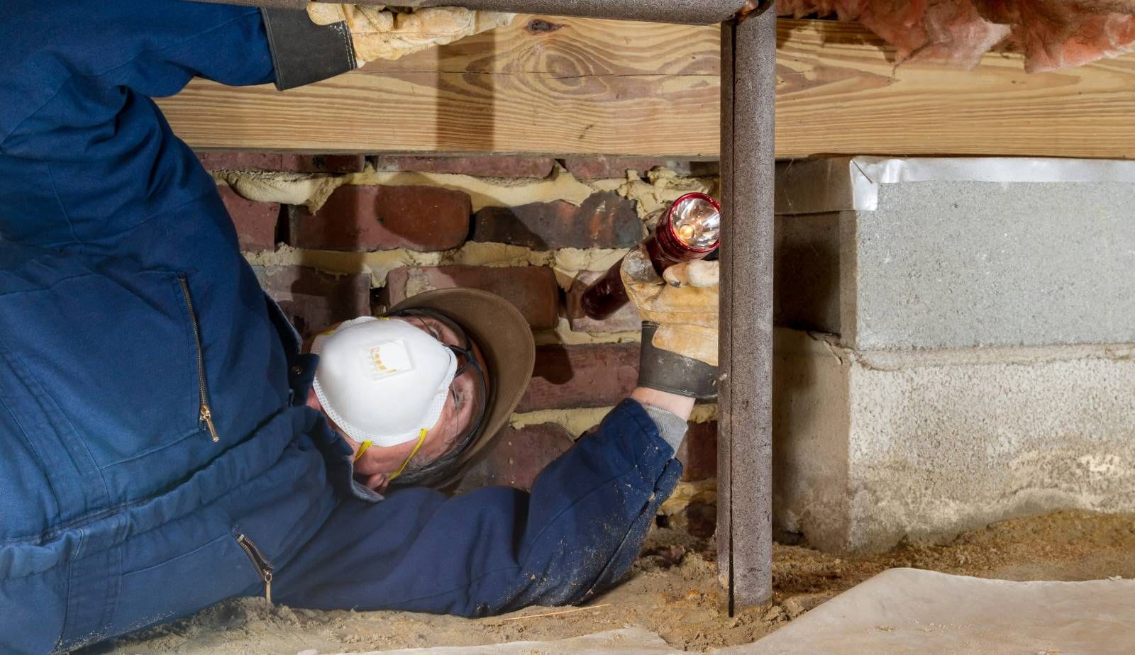 Poorly ventilated crawlspace with visible signs of moisture buildup, highlighting a common cause of mold problems.