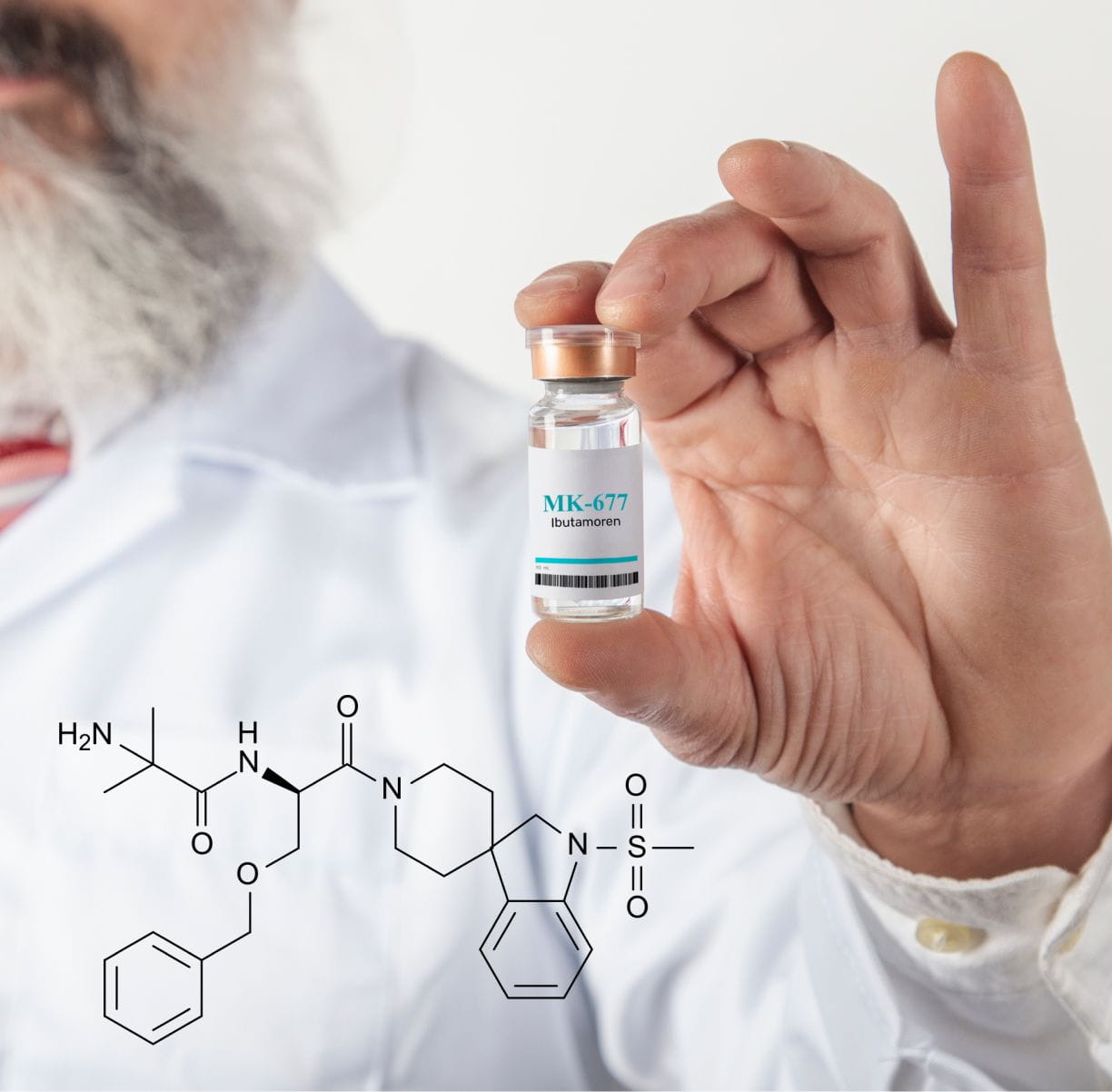 #3 - Infografika - Ibuta-Growth -ampulka a chemicky vzorec ibutamorenu - MK 677 2