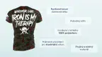 #1 - Infografika - Športové tričko Iron is my therapy znázorňuje vojenský dizajn s roztrhaným a výrazným pismom