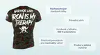 #1 - Infografika - Športové tričko VIron is my therapy znázorňuje vojenský dizajn s roztrhaným a výrazným pismom