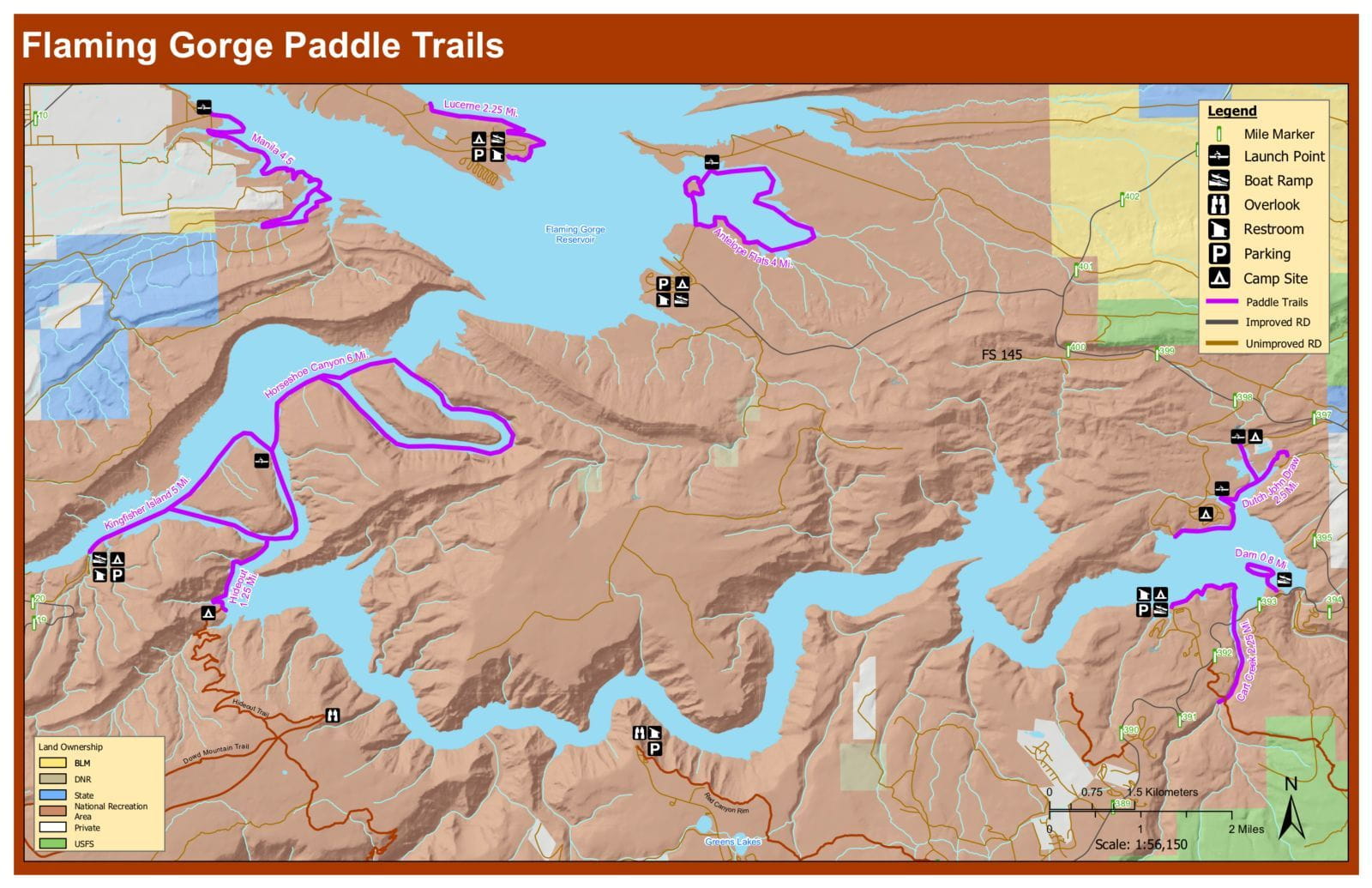 flaming gorge paddling trails Map