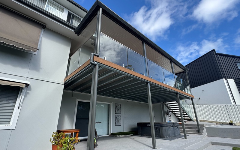 TWO-STORY - FLATDEK PATIO AND COMPOSITE DECKING - STEEL FRAME