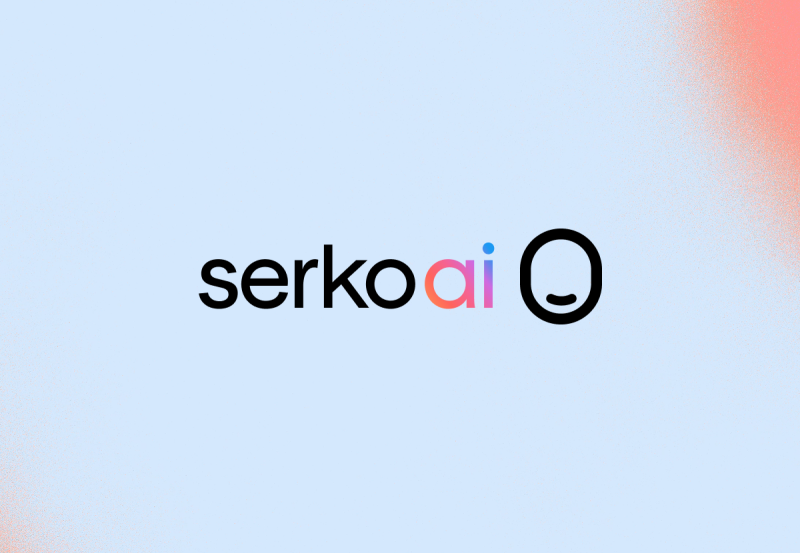 Serkoai logo sits on a pale blue background with a circular face icon.