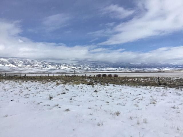 A thin skiff of snow on a stretch of land near Independence Mountain in North Park.