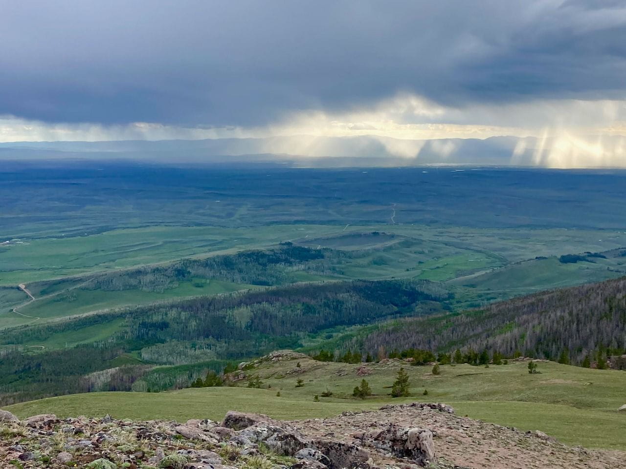 View of North Park basin from the crest of the Medicine Bow Mountains looking west.