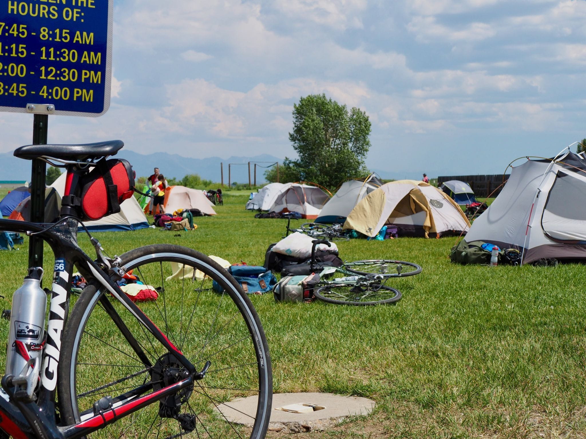 Bikes parked at the North Park High School during the Tour du Wyoming
