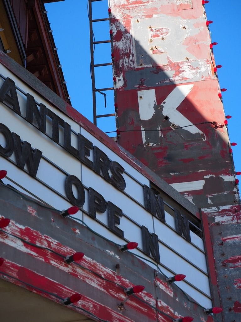 A rustic marquee at the Park Theatre in Walden, CO