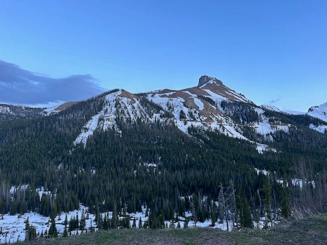 the Nokhu Crags is one of North Parks most beautiful landmarks. Seen here from HWY 14