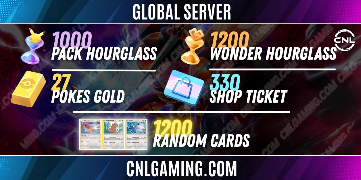 【Global】27 pokes gold|1000 Pack Hourglass|1200 Wonder Hourglass|330 Shop ticket||Random 1200 Cards|