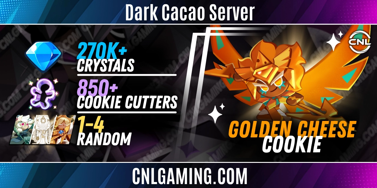 [Dark Cacao Server] Golden Cheese Cookie | 270k+ Crystals | 850+ Cookie Cutters | 1–4 Random [Ancient, Super Epic, Legendary]