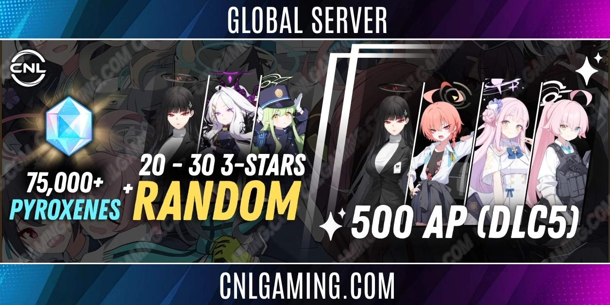 Global - 75000 Diamonds + 20-30 random 3 star [Mika + Hoshino (Armed) + Neru (Uniform) + Rio] + 500 AP (DLC5)