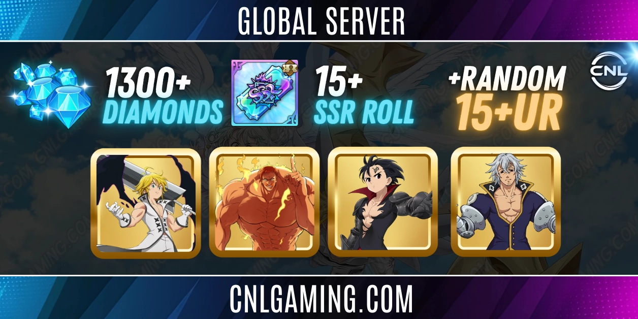 |Global SERVER| 1350+ Diamonds | 13+ Random UR | 15+ SSR roll | UR Meliodas+The One Escanor+Dark Tyrant+Helbram