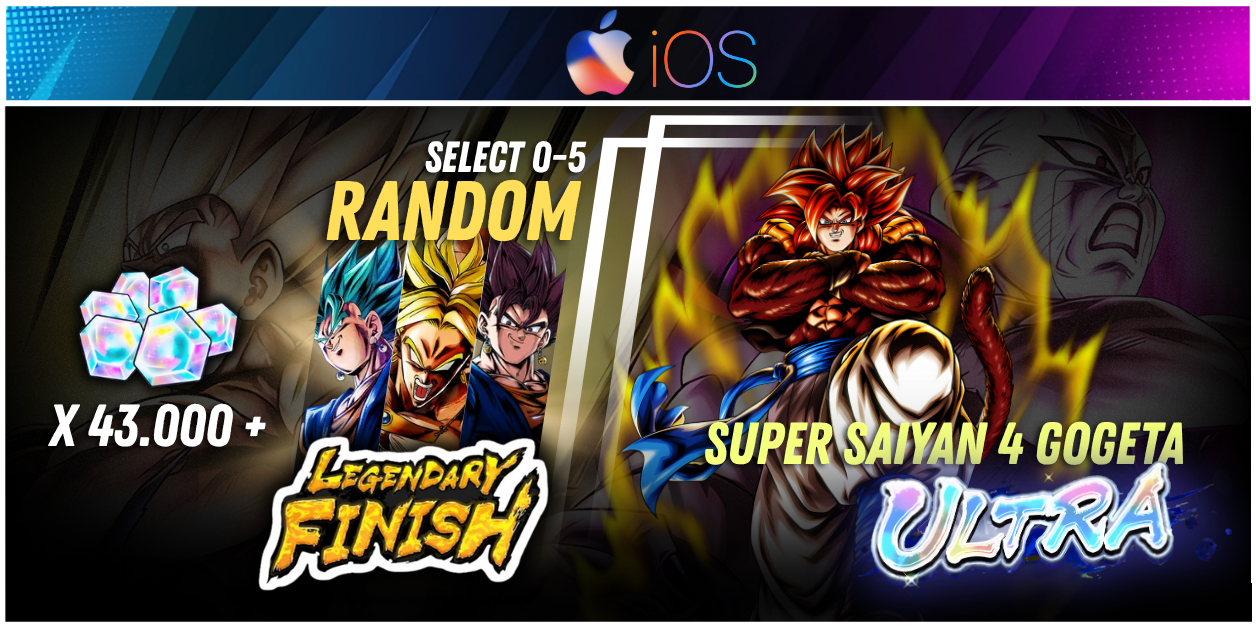 IOS Global UL Super Saiyan 4 Gogeta + 43000 Chrono Crystal + 0-5 random LF