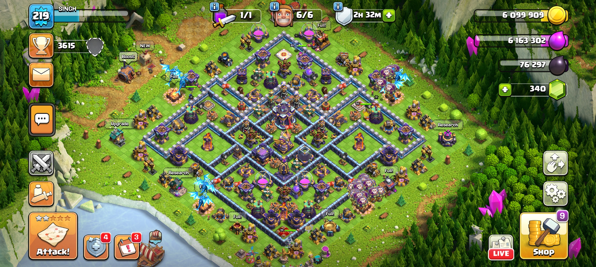 CG04-D980 | XP 219 TH15 NEAR MAXED | BK 55 AQ 90 GW 65 RC 33 | BLUE WALLS | DECENT B.BASE | 7 SIEGES | ANDROID & IOS | GREAT DEA