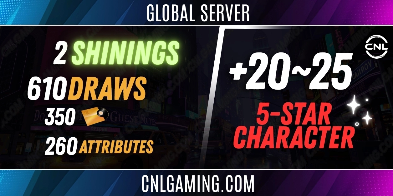 Global | 2 Shining + 610 Draws (350 Gold + 260 Attributes) + 20-25 Random 5 stars - ALL Platform