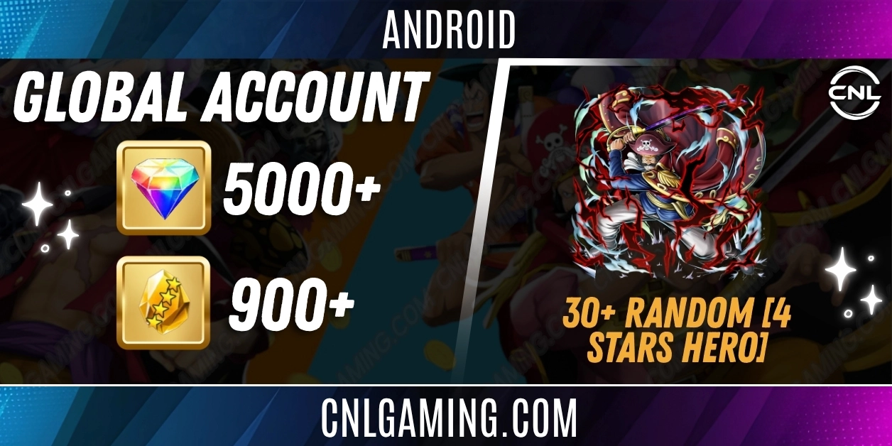 Android Global 5000+ Gems | Roger[V2] Great Pirate | 900+ 4 Stars Gold Fragments | 30+ random [4 stars hero]