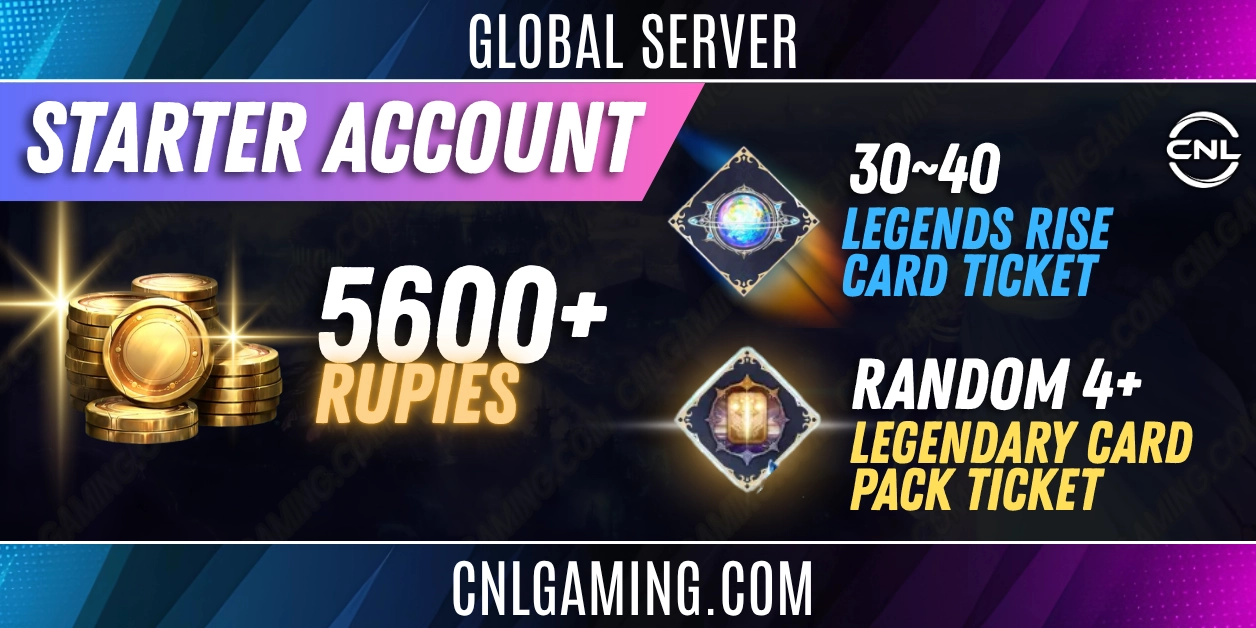 [Starter][Global] 5600+ Rupies + 30-40 Legends Rise Card Ticket + Random 4+ Legendary Card Pack Ticket