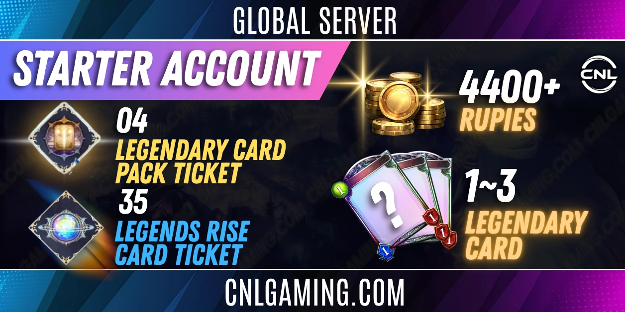 [Global] 4400+ Rupies+35 Legends Rise Card Ticket+4 Legendary Card Pack Ticket+1-3 Legendary Card