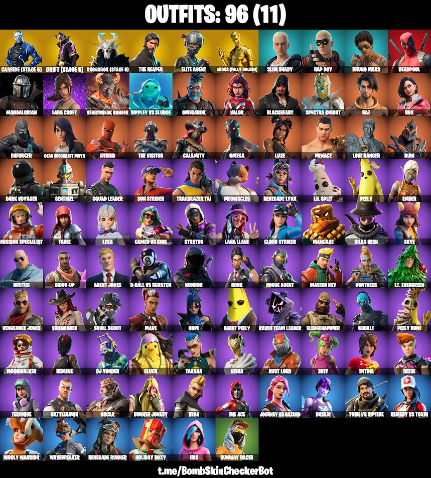 [TSfn90] 96 skins | The Reaper,Gold Midas,Cloud Striker,Rogue Agent,Elite Agent,Omega,Carbide,Enforcer,Drift,Ragnarok,Ruin|100VB