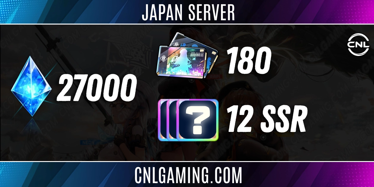 [Japan Server] 12 SSR | 27000 Diamonds | 180 Total Recruitment Voucher | Cheap version