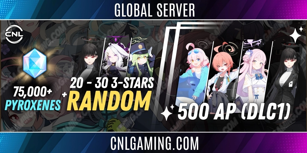 Global - 75000 Diamonds + 20-30 random 3 star [Mika + Hoshino Swimsuit + Neru (Uniform) + Rio] + 500 AP (DLC1)