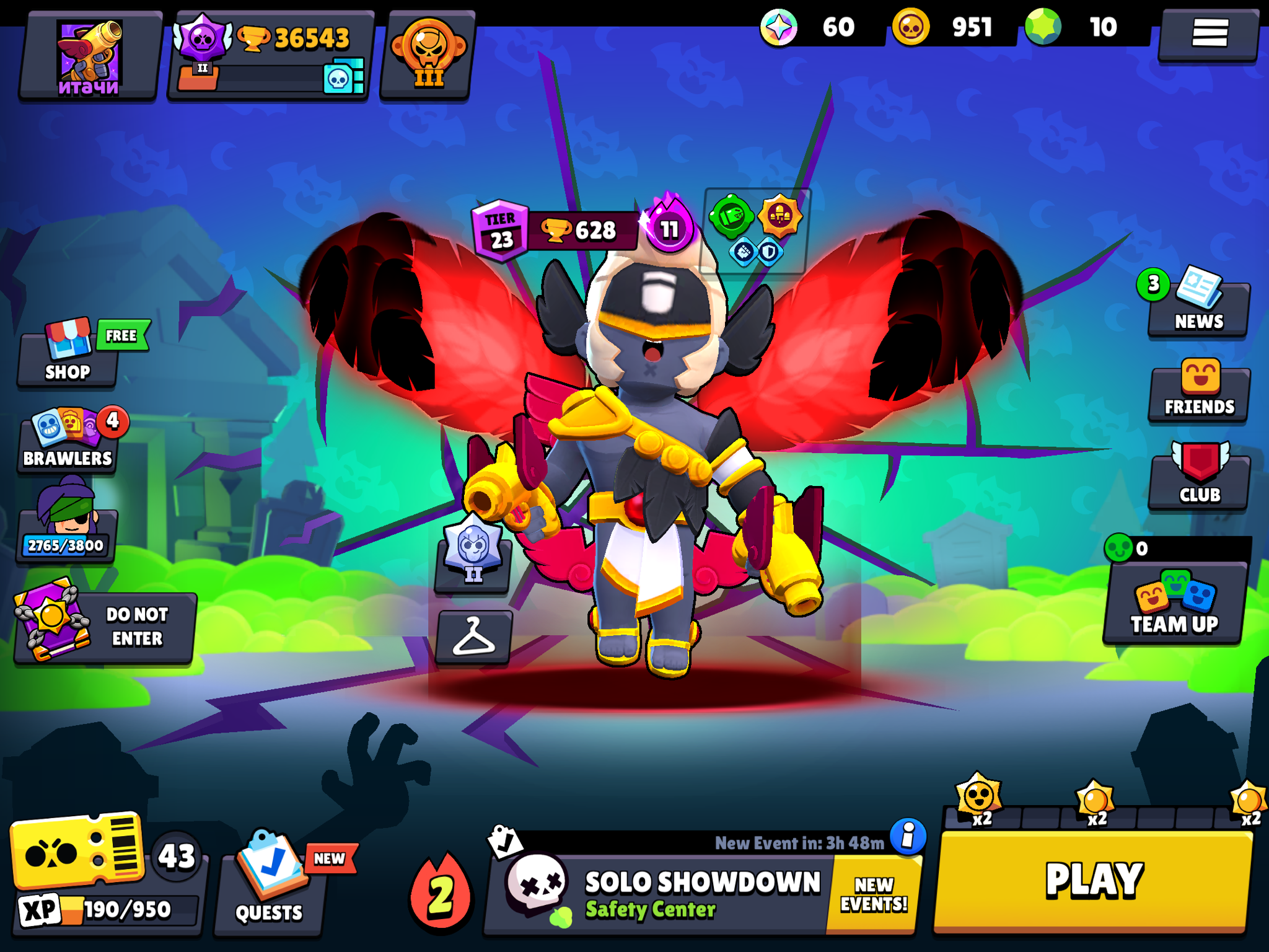 AB70 | 36500 Cúp | 82 Brawlers | 93 Skins | 10 Legends | 27 Mythics | 26 Epics | 10 Gems | 1000 Vàng | Giá ưu đãi