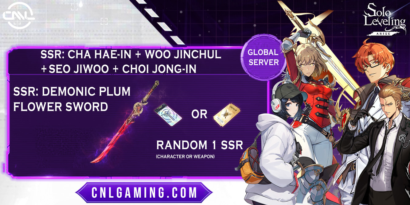 [GLOBAL]6SSR (Cha Hae-In+Demonic Plum Flower Sword+Seo Jiwoo+Choi Jong-In+Woo Jinchul)+Ngẫu nhiên 1 SSR