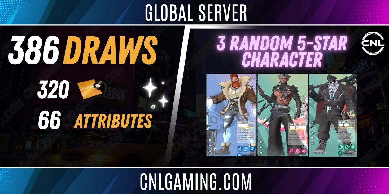 Global | 386 Draws (320 Gold + 66 Attributes) + 3 Random 5 stars - ALL Platform