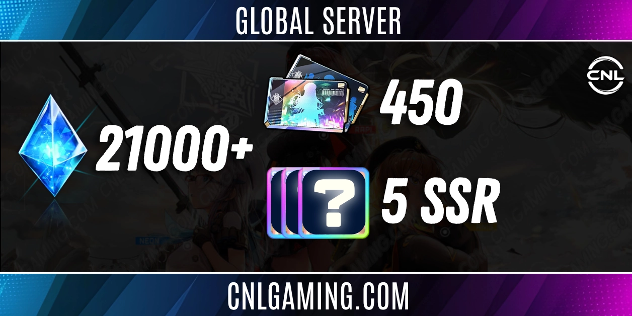 [Global Server] 5 Random SSR | 21000+ Diamonds + 450 Total Recruitment Voucher | Permanent version