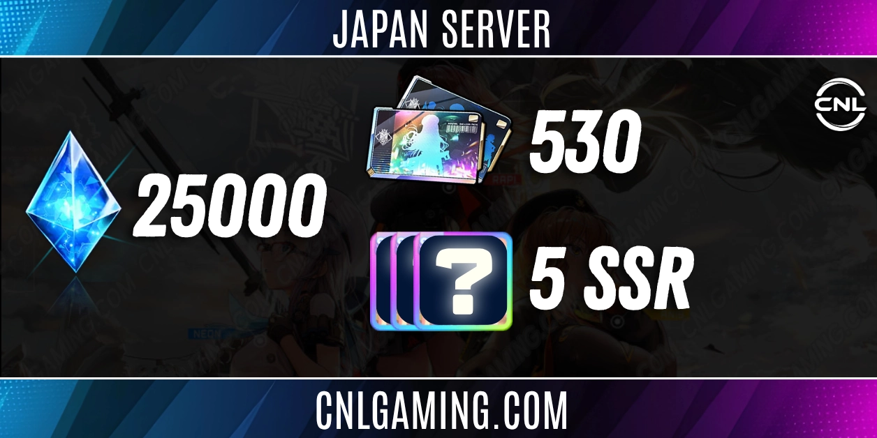 [Japan Server] 5 SSR | 25000 Diamonds | 530 Total Recruitment Voucher | Premium Edition