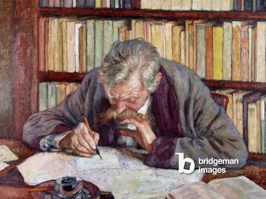 Belgian poet Emile Verhaeren writing