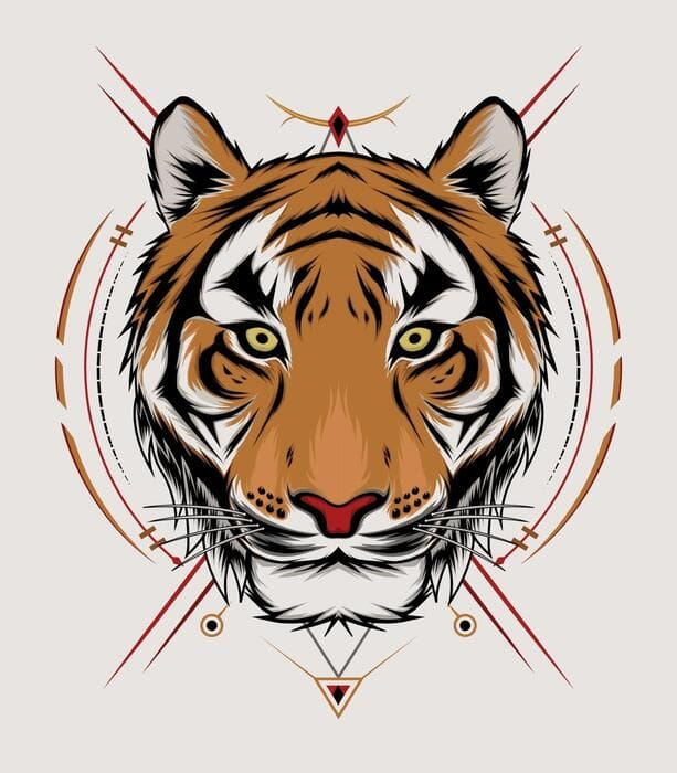 Description: Illustration tiger with ornament background 6225682 Vector Art at Vecteezy