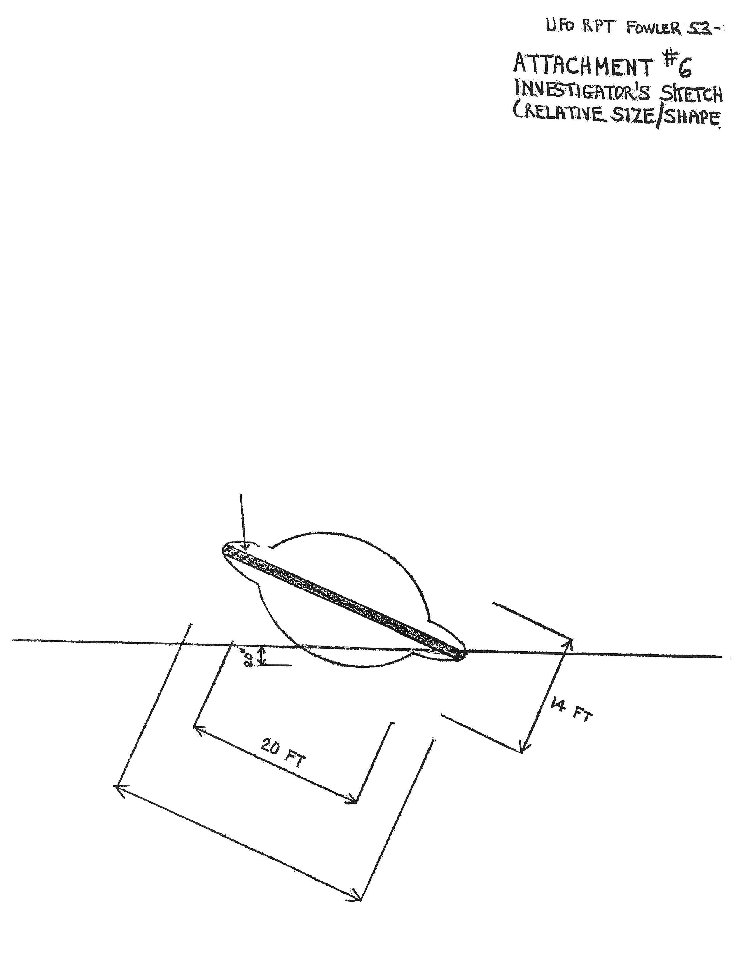 Investigator’s sketch of the alien craft according to Stansel’s description.