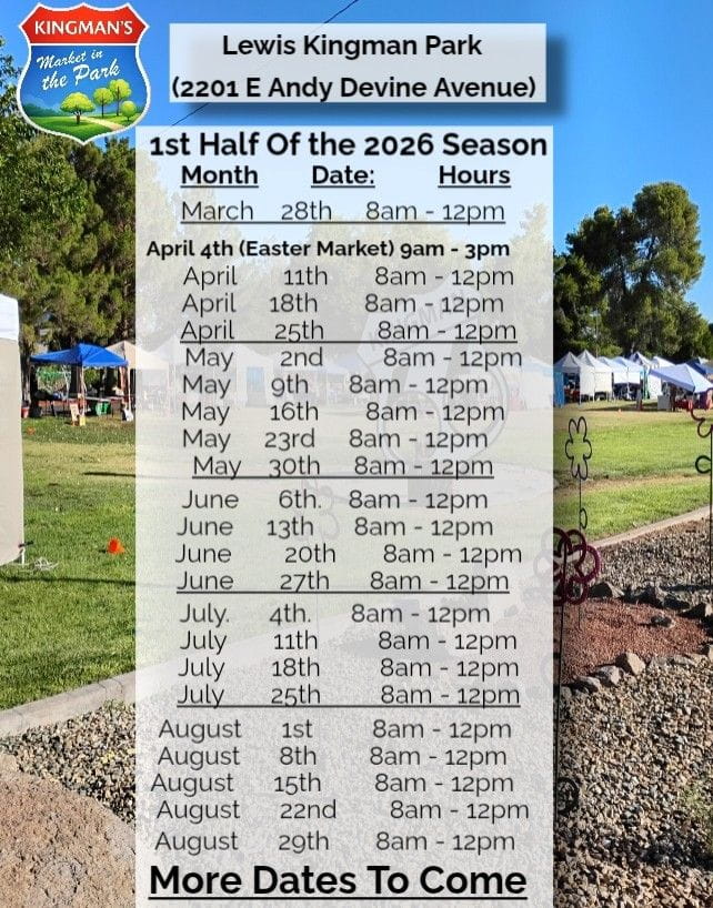 Kingman's Market In The Park event schedule