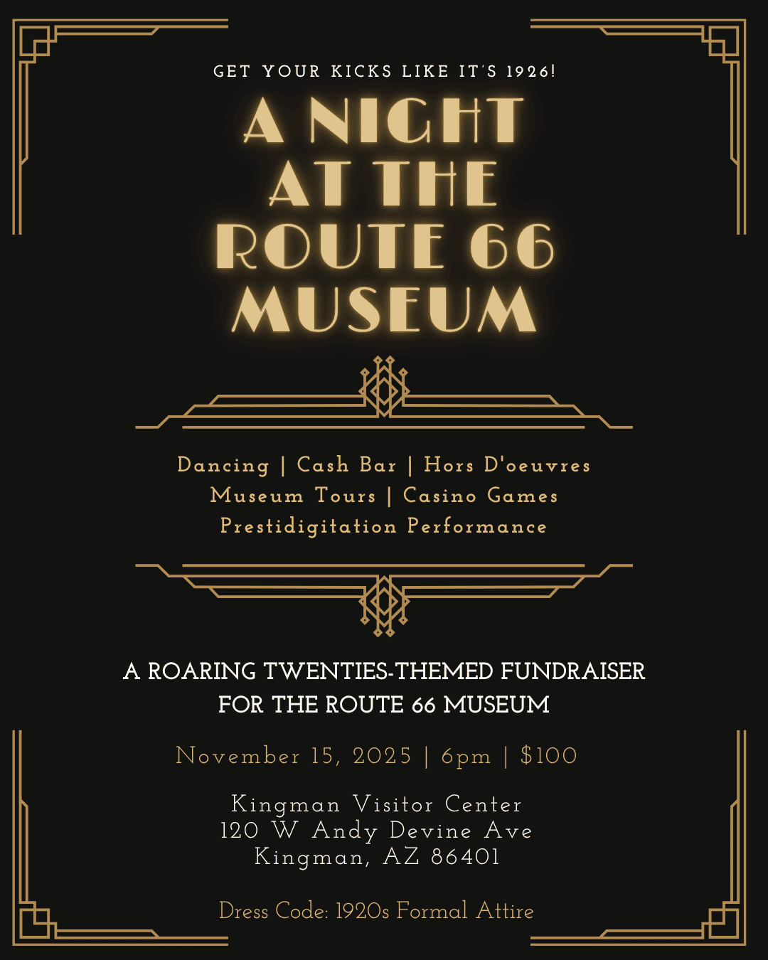 A Night at the Route 66 Museum event flyer