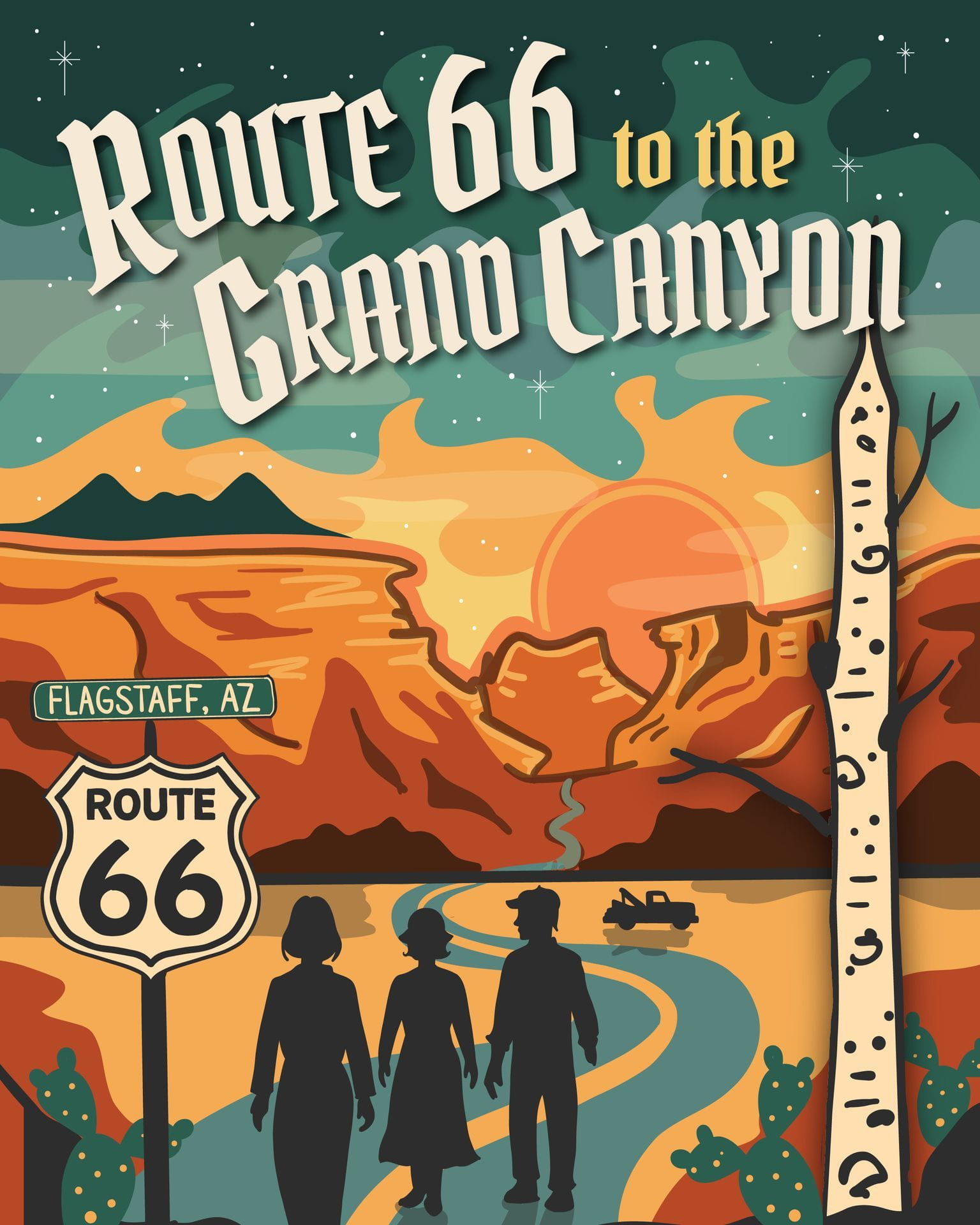 A flyer for the play titled Route 66 to the Grand Canyon