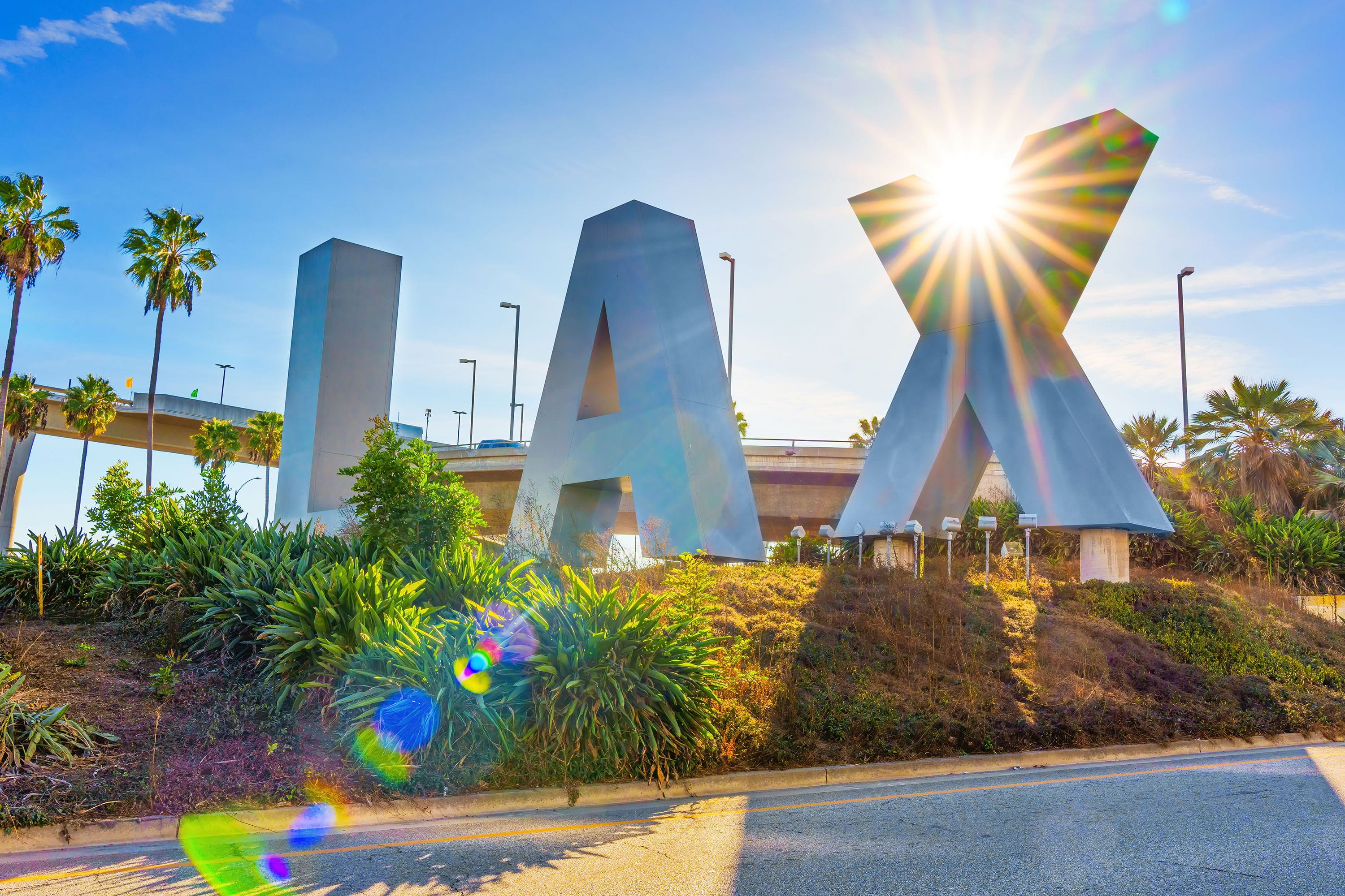 Large concrete letters that spell out L A X