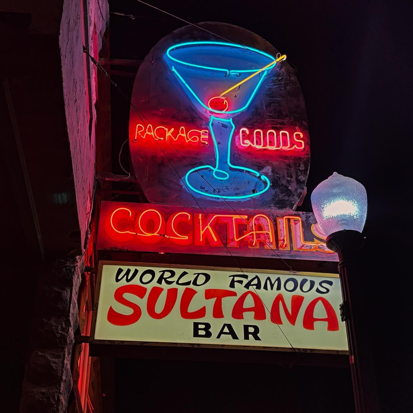 Neon sign for the world famous Sultana Bar