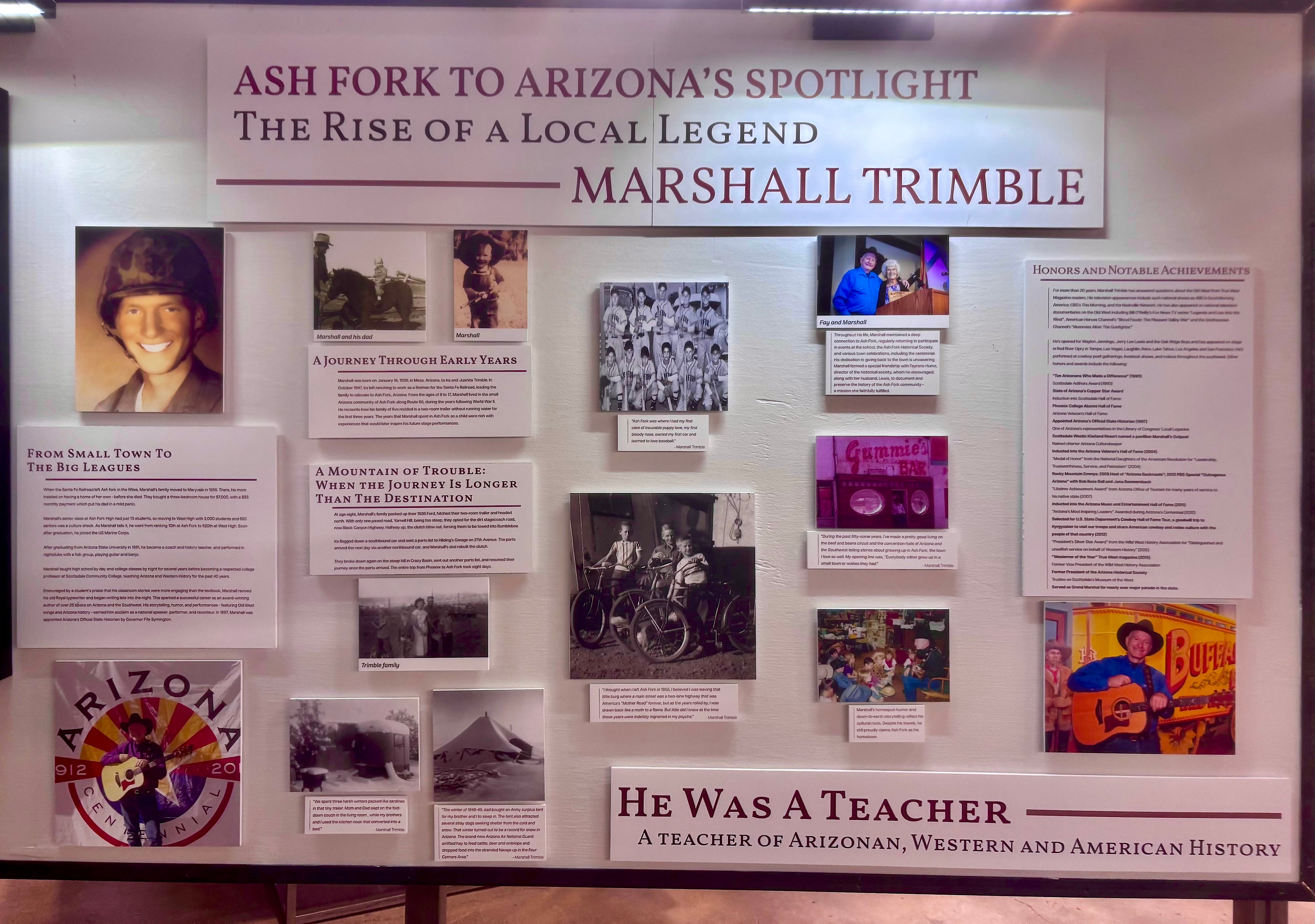museum display honoring Marshall Trimble